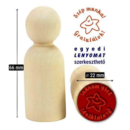 Fabábu bélyegző natúr, max. ø 22 mm egyedi lenyomattal