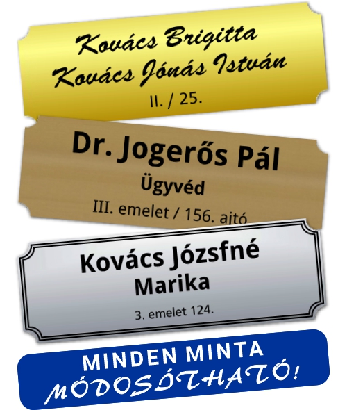 Cégtábla vagy Névtábla 15 x 5 cm (befelé kerekített sarok 1,6 mm vastag) egyedileg lézergravírozva